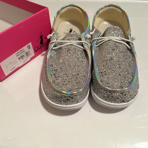 NWT Corky’s Iridescent New Glitter On Deck Shoes Size 10 - Picture 6 of 7